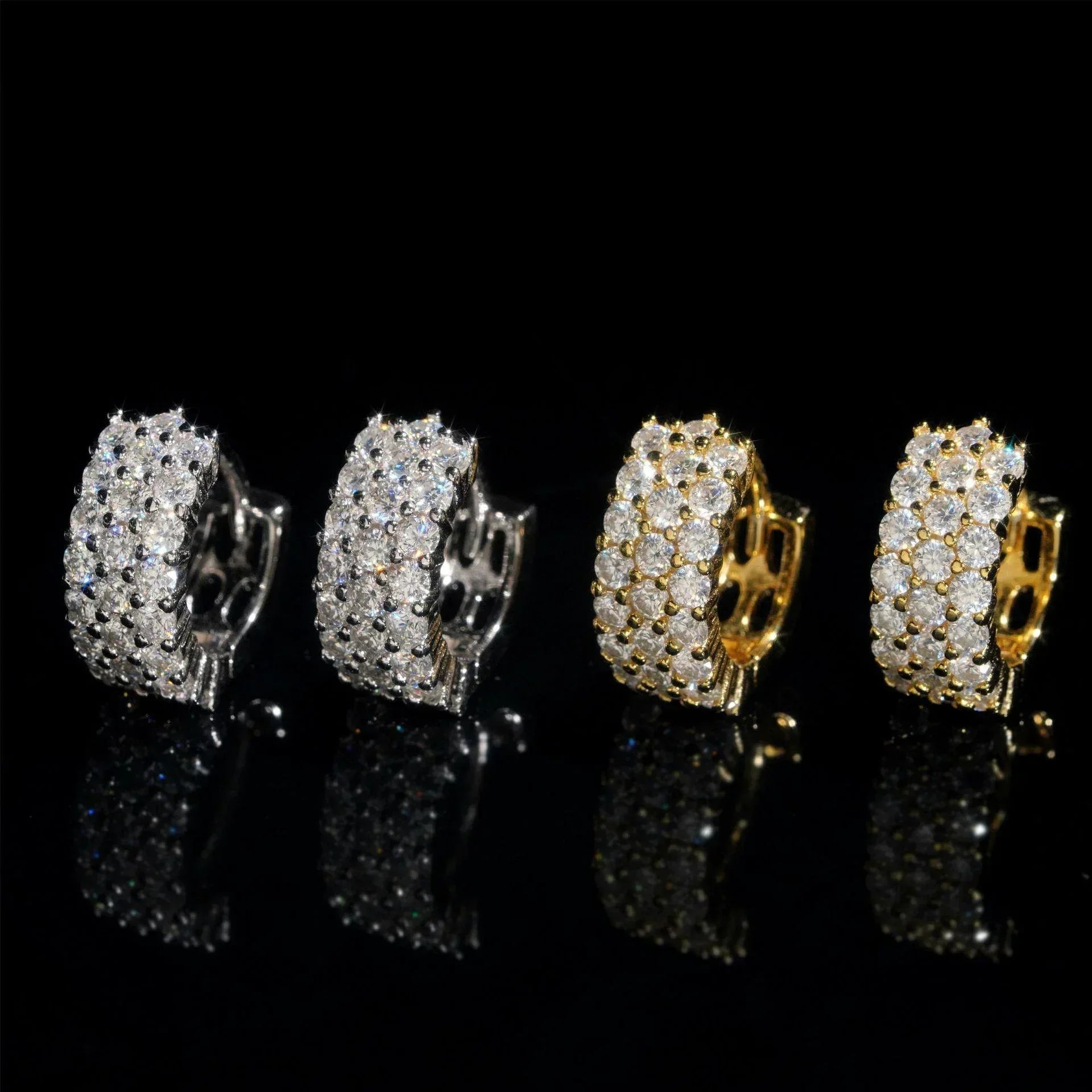 S925 Silver Round Moissanite Hoop Stud Earrings Hip Hop Style - CaratixJewelry
